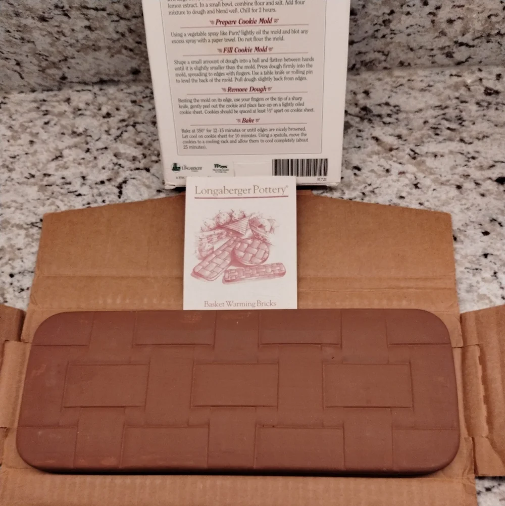 LONGABERGER Pottery Bread Basket Brick & Cookie Mold Bundle Angel 1996